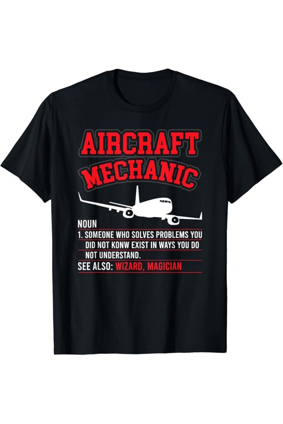 Aircraft Mechanic Definition Airplane Mechanic T-Shirt Full Size S-5Xl