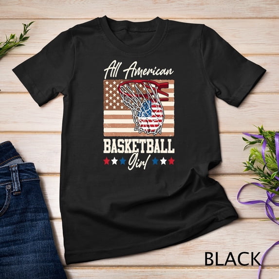 Sam Soft All American Basketball Girl 4Th Of July Red White Blue Flag Unisex T-Shirt