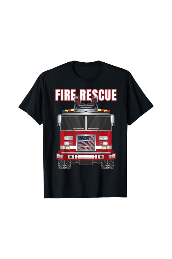 American Fire Rescue Firefighter Department Truck Fireman T-Shirt Full Size S-5XL
