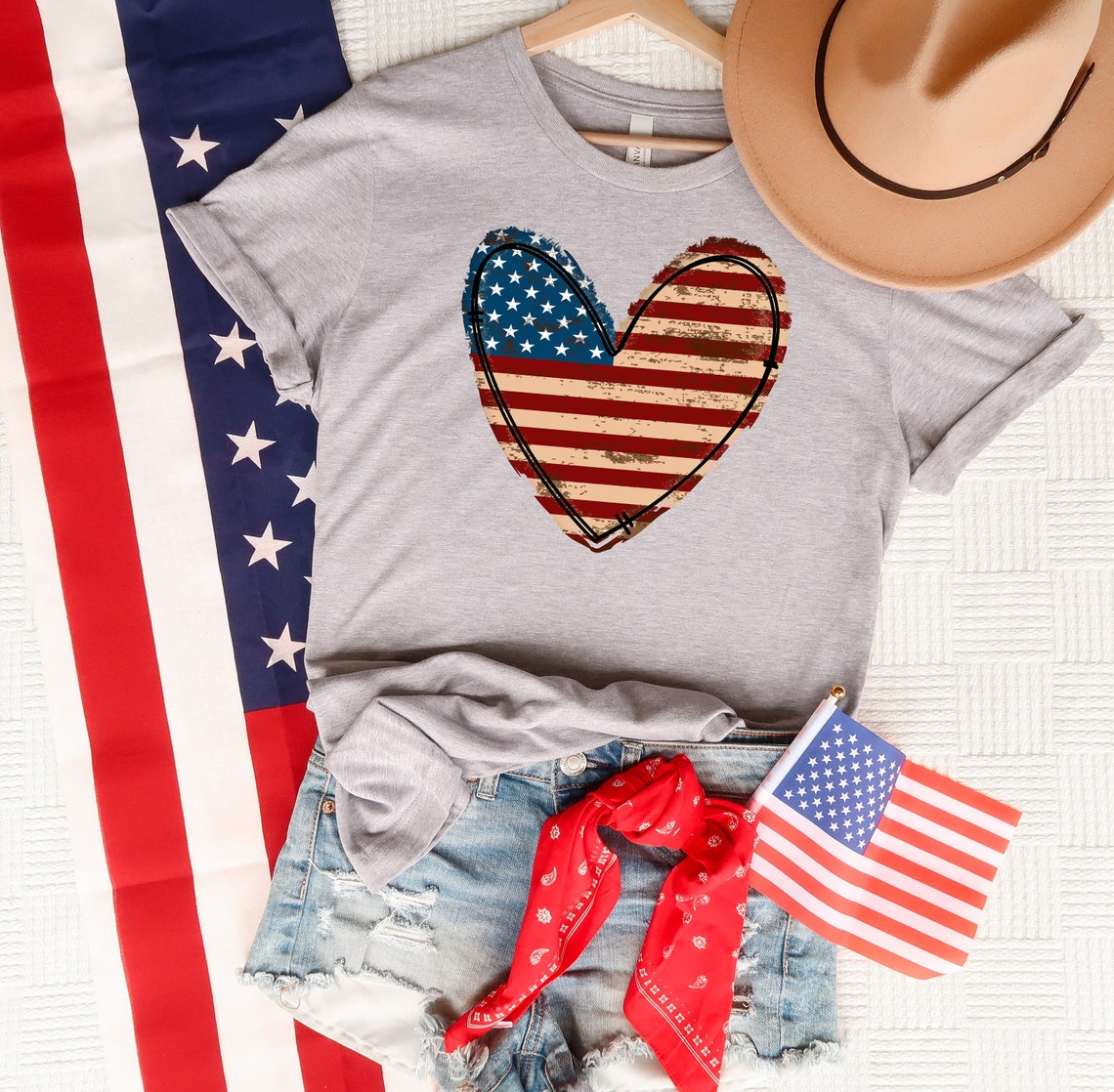Sam Soft American Heart Flag Shirt, 4th Of July Shirt, Patriotic Shirt ...