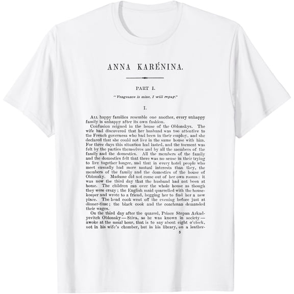 Sam Soft Anna Karenina Leo Tolstoy First Page T-Shirt