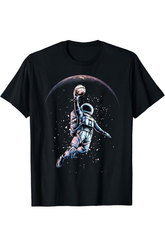 Astronaut Slam Dunk Space Tee Basketball Lover Cool Universe T-Shirt