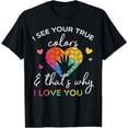 thumbnail image 1 of Sam Soft Autism Hand I See Your True Colors Awareness Family Unisex T-Shirt Full Size S-5XL, 1 of 5