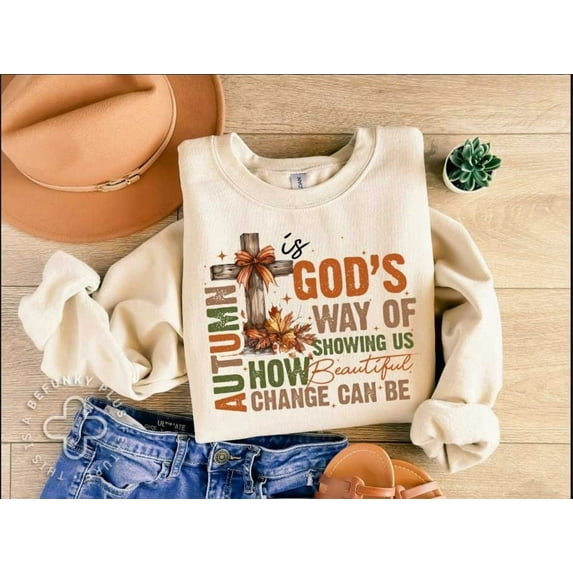 Sam Soft Autumn is Gods Way of Showing Us Beautiful Change Sweatshirt, Retro Fall Shirt, Fall Coquette Bow Shirt, Christian Fall Shirt, Autumn Shirt