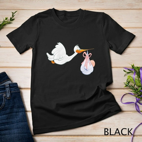 Sam Soft Baby Shower Stork Unisex T-Shirt Unisex Cotton Tee