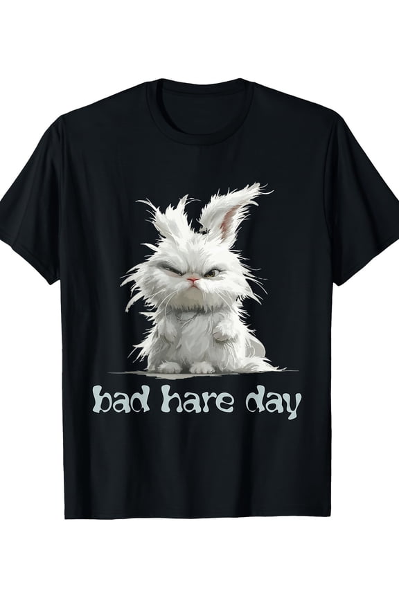 Bad Hare Day Bunny Rabbit Graphic T-Shirt Full Size S-5XL