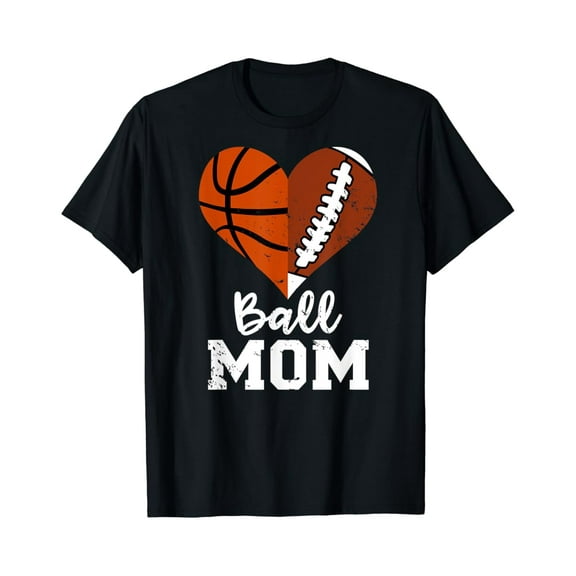 Sam Soft Ball Mom Heart Football Basketball Mom T-Shirt Full Size S-5Xl