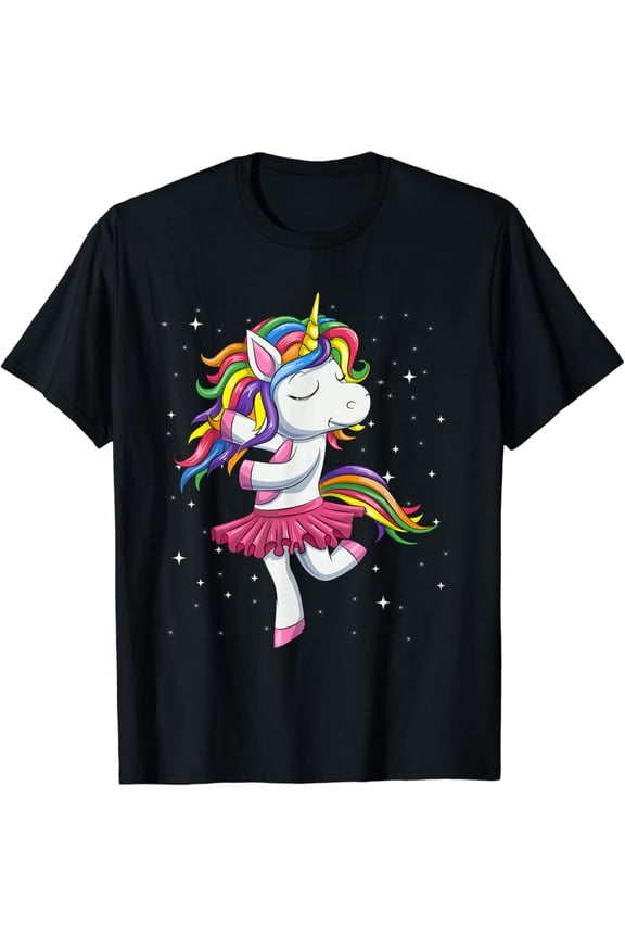 Ballet Dancer Unicorn Shirt, Rainbow Ballerina Girls T-Shirt Full Size S-5Xl