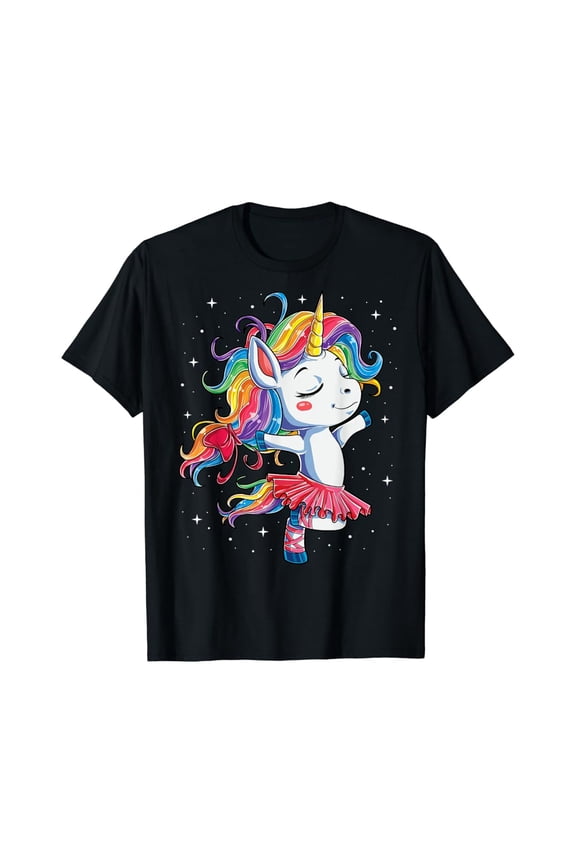 Ballet Dancer Unicorn T Shirt Girls Rainbow Ballerina Full Size S-5Xl