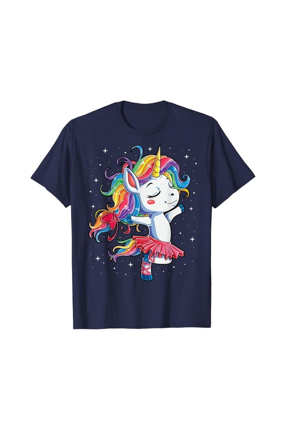 Ballet Dancer Unicorn T Shirt Girls Rainbow Ballerina T-Shirt Full Size S-5Xl