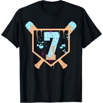 Sam Soft Baseball 7 Year Old Ice Cream Drip 7Th Birthday Boy Number 7 T-Shirt Full Size S-5Xl