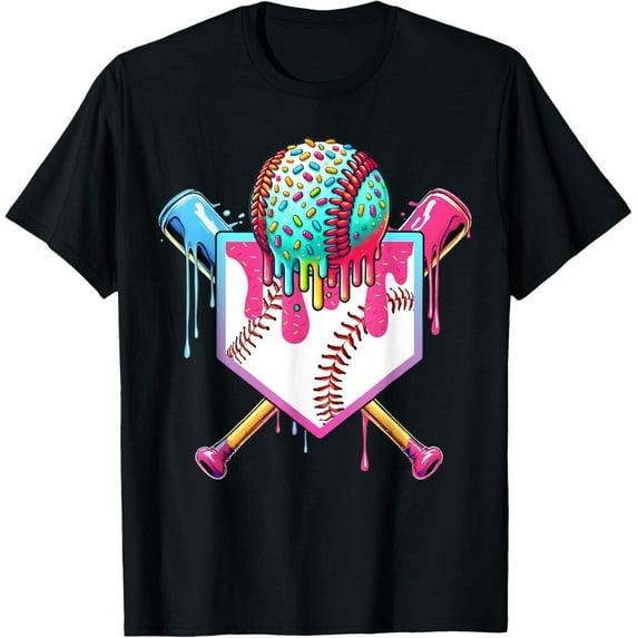 Sam Soft Baseball Home Plate Dripping Ice Cream Drip For S-4XL T-Shirt All Size S-5XL