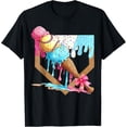 thumbnail image 1 of Sam Soft Baseball Ice Cream Dripping Baseball Home Plate Drip T-Shirt Full Size S-5Xl, 1 of 5