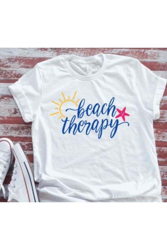 Beach Therapy White Short Sleeve T-Shirt Unisex Cotton Tee, Full Size S-5XL
