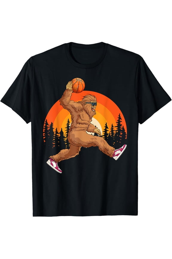 Bigfoot Basketball Vintage Retro Baller Sasquatch Big Foot T-Shirt