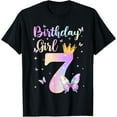 thumbnail image 1 of Sam Soft Birthday Girl 7 Year Old Butterfly Theme Party 7th Bday For S-4XL T-Shirt All Size S-5XL, 1 of 5