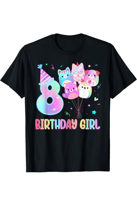 Birthday Girl 8Th Birthday Squish Squad Mallow Girls T-Shirt