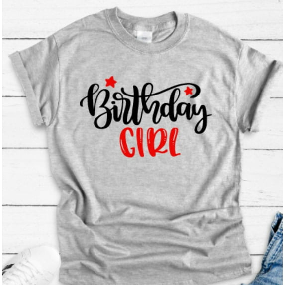 Sam Soft Birthday Girl, Gray Unisex Short Sleeve T-Shirt Unisex Cotton Tee, Full Size S-5XL