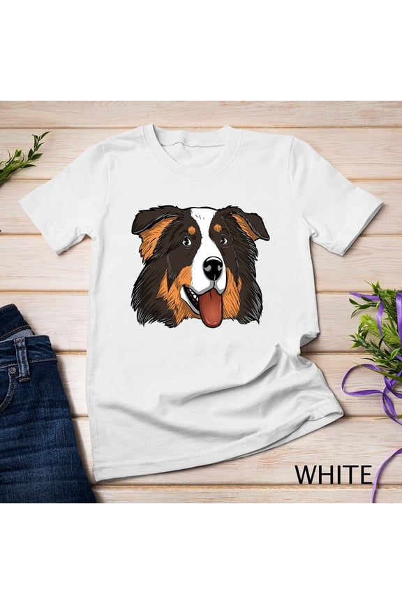 Black Tri Aussie Face Australian Shepherd Dog Unisex T-Shirt