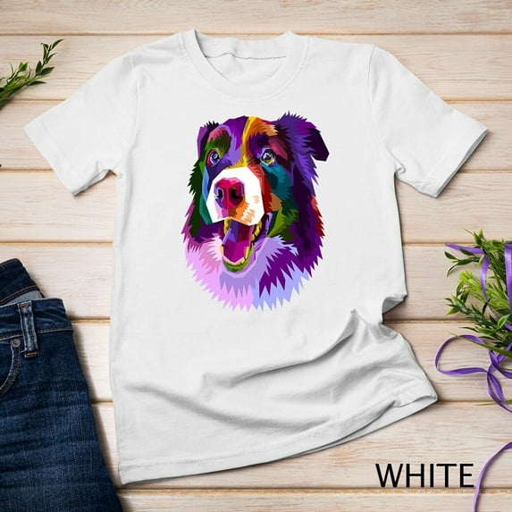 Sam Soft Border Collie Pop Art Portrait Colorful For Dog Owners Unisex T-Shirt