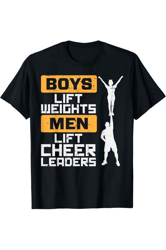 Boys Lift Weights Men Cheerleader Cheerleading Male T-Shirt Full Size S-5Xl