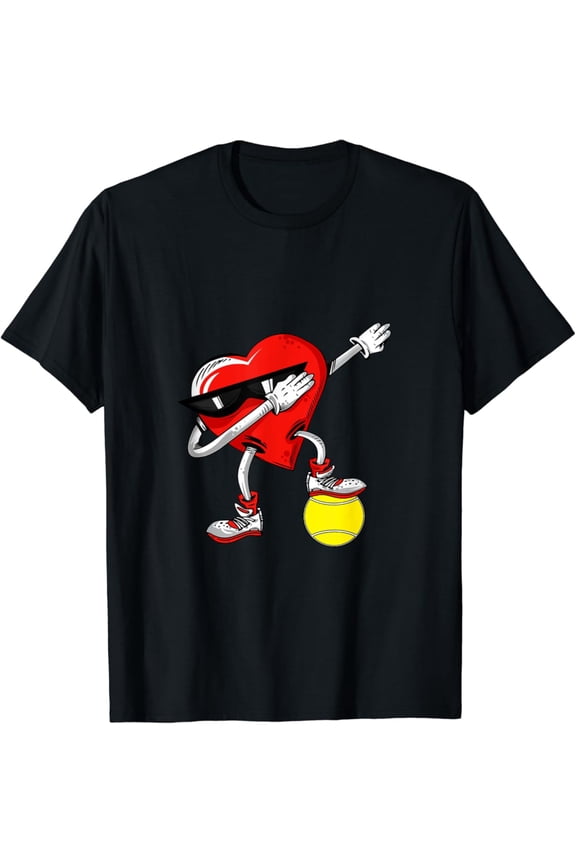 Boys Valentines Day Tennis Heart Dab Dance Sunglasses T-Shirt Full Size S-5Xl