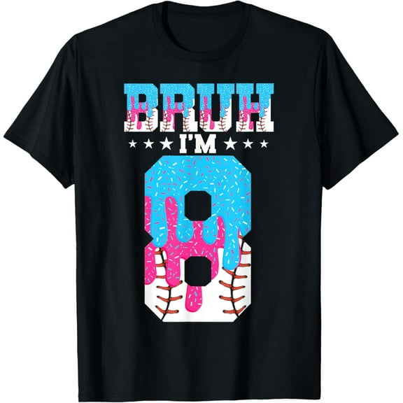 Sam Soft Bruh 8Th Birthday Boy Baseball Ice Cream Drip 8 Year Old Boy T-Shirt Full Size S-5Xl