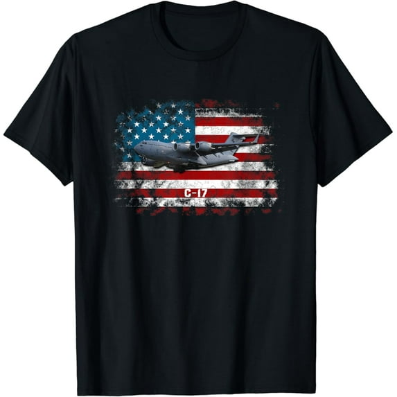 Sam Soft C-17 Globemaster Military Transport Airplane Flag Pilot Vet T-Shirt