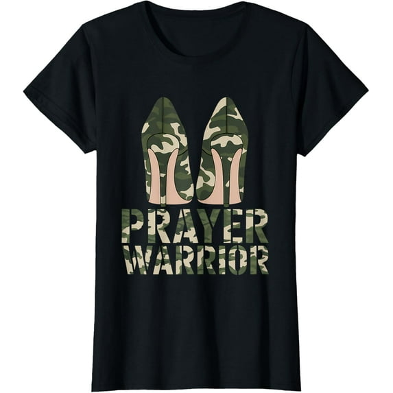 Sam Soft Camo Heels Prayer Warrior Faith God Christ Women T-Shirt