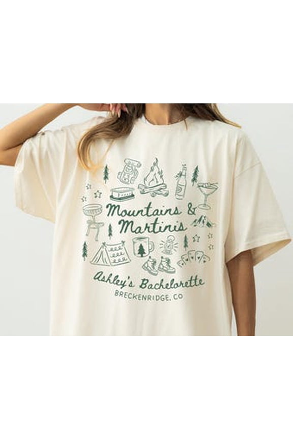 Camp Bachelorette Party Shirts, Mountains and Martinis, Camping Bachelorette, Mountain Bride, Hiking Bridal Party Tees,