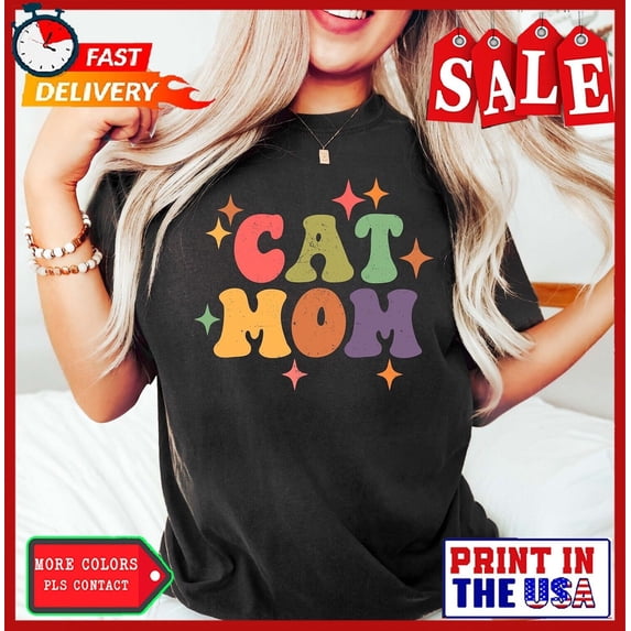 Sam Soft Cat Mom Shirt, Colorful Cat Mom Shirt, Cat Shirt For Cat Mom, Cat Lover, Mother'