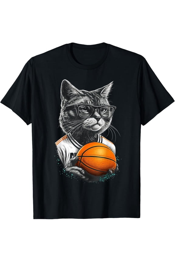 Cat Playing Basketball Graphic Tees Men Women Boys Girls T-Shirt