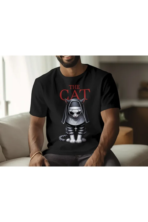 Cat T Shirt Cat Wearing Nun Costume Hilarious Feline Design Cat Lovers Unisex Cotton Tee, Full size S-5XL