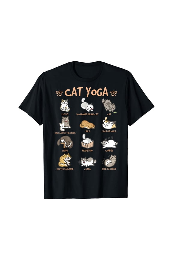 Cat Yoga Poses Cats Practicing Mindfulness Meditation Kitten T-Shirt