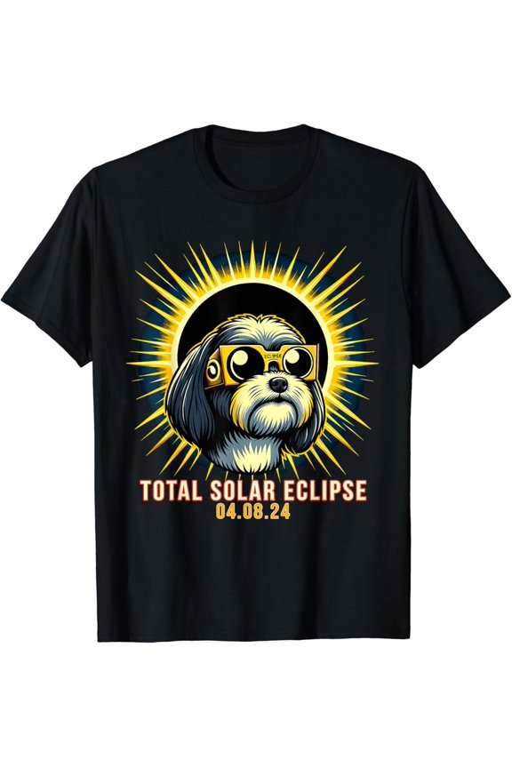 Cavachon Dog Watching Total Solar Eclipse T-Shirt