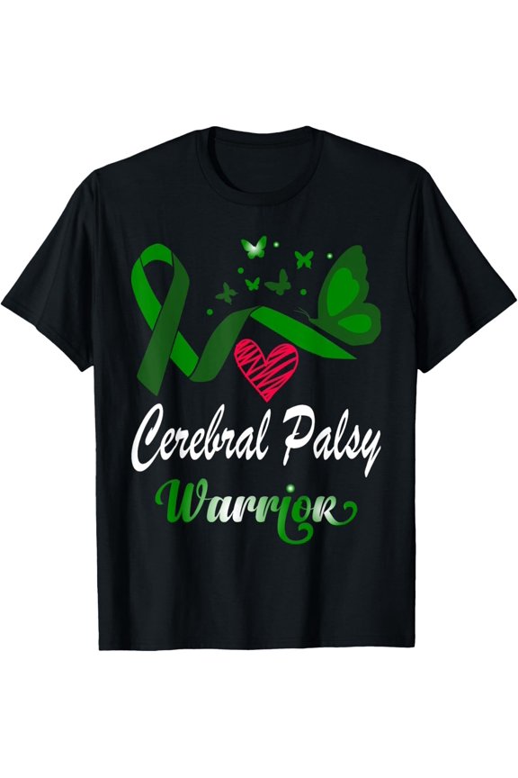 Cerebral Palsy Warrior Green Ribbon Butterflies Support T-Shirt