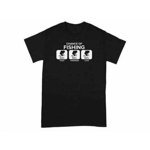 Sam Soft Chance Of Fishing Fishing T-Shirt Black Unisex Cotton Tee, Full Size S-5XL