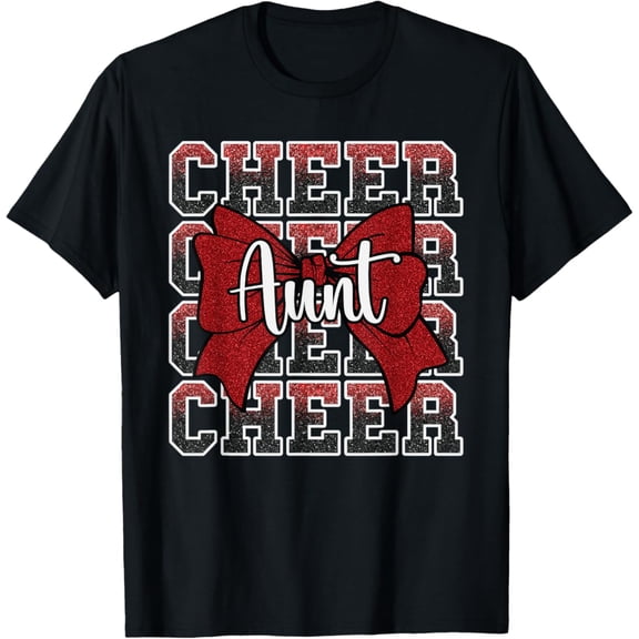Sam Soft Cheer Aunt Auntie Bow Sport Cheerleader Cheerleading Red T-Shirt Full Size S-5Xl