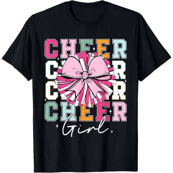 Sam Soft Cheerleader T-Shirt Cute Cheer Girl Coquette Bow Cheerleading Full Size S-5Xl