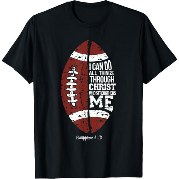 Sam Soft Christian Football I Can Do All Things Religious Faith T-Shirt