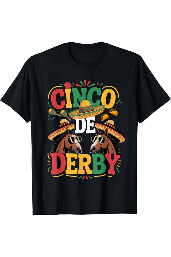 Cinco De Derby Derby De Mayo Taco Horse Racing Vintage T-Shirt
