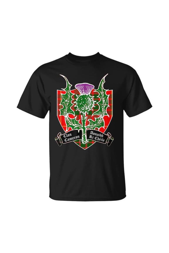 Clan Cameron Surname Last Name Scottish Tartan Thistle Motto Last Name Designs Gifts Unisex T Shirt