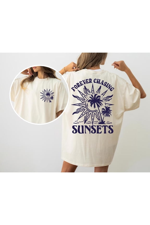 Coconut Girl Sunset Oversized T-Shirt Summer Vacation Beach Shirt Trendy Salty Mermaidcore Shirt For Surfer Summer Vibes Tee All Size S-5XL