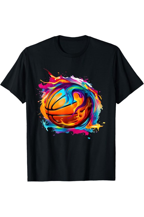Colorful Basketball Tie Dye Color Splash Dunk T-Shirt Full Size S-5Xl