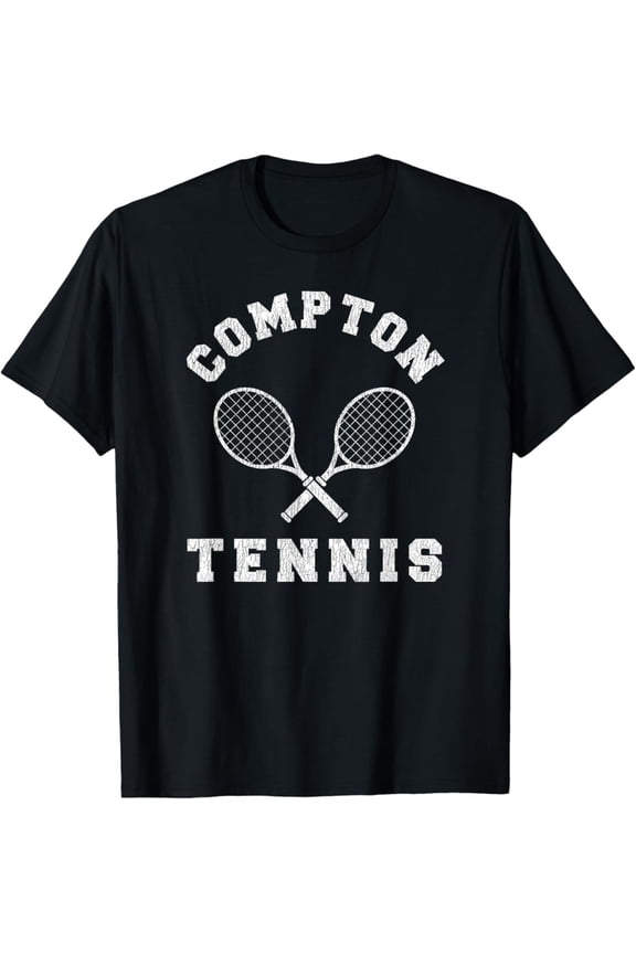 Compton Vintage Tennis Team Distressed Retro 90S Vibe Racket T-Shirt Full Size S-5Xl