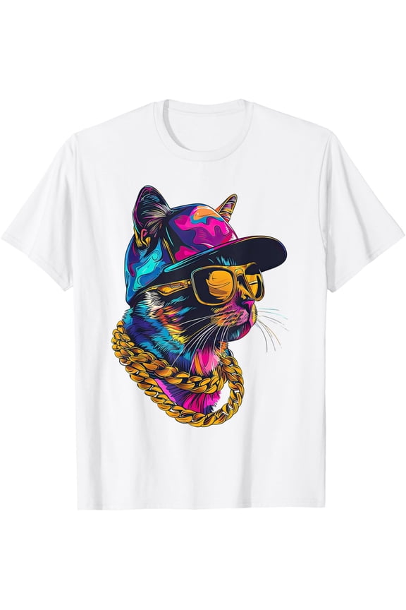 Cool Hip Hop Cat Urban Streetwear B-Boy Graffiti T-Shirt