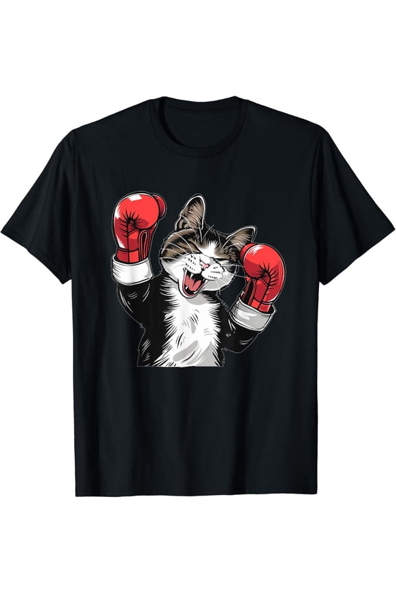 Cool boxing Cat with Sport Gloves for Boys and Girls T-Shirt