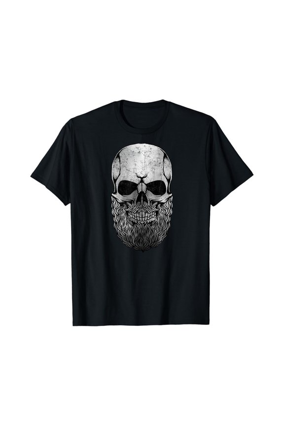 Creepy Bald And Bearded Skull For & Skeletons Fans T-Shirt