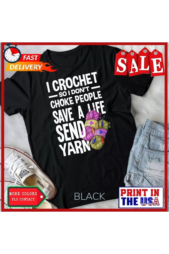 Crocheting Crochet Unisex T-Shirt Gift For Him Her Friends, Cotton Tee