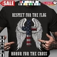 thumbnail image 1 of Sam Soft Cross Angel Wings Respect For The Flag Honor For The Cross Tshirt Men, 1 of 5